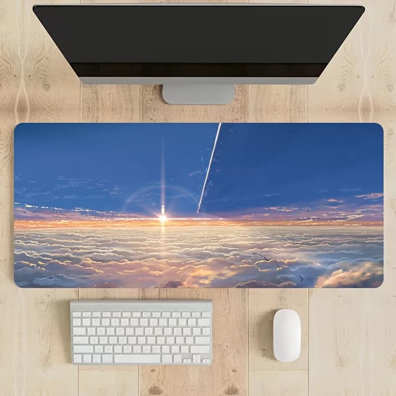 Cielo blu Nuvola bianca Tappetino per mouse da gioco grande Tappetino per tastiera per computer Tappetino da scrivania Accessori per ufficio antiscivolo in gomma naturale Decora