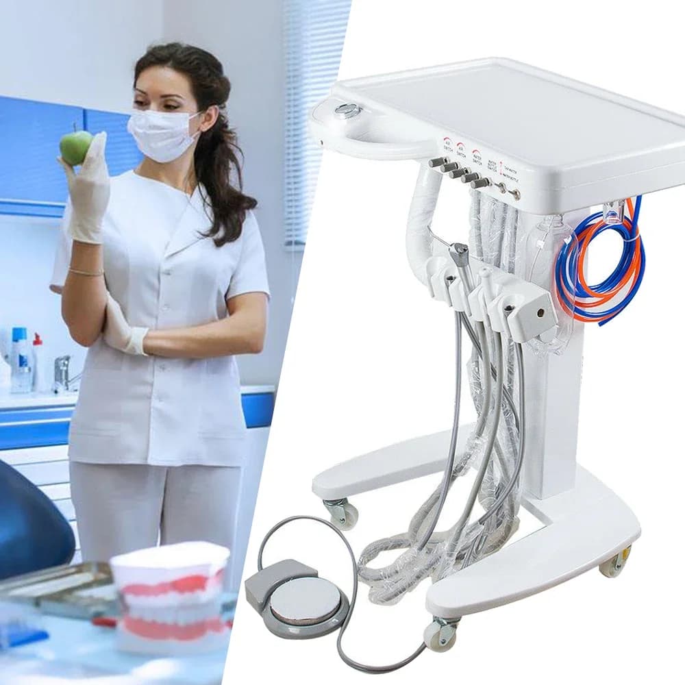Bymaocar 4 fori portatile mobile unità di consegna dentale sistema carrello trattamento lavoro compressore tubo manipolo a 4 fori