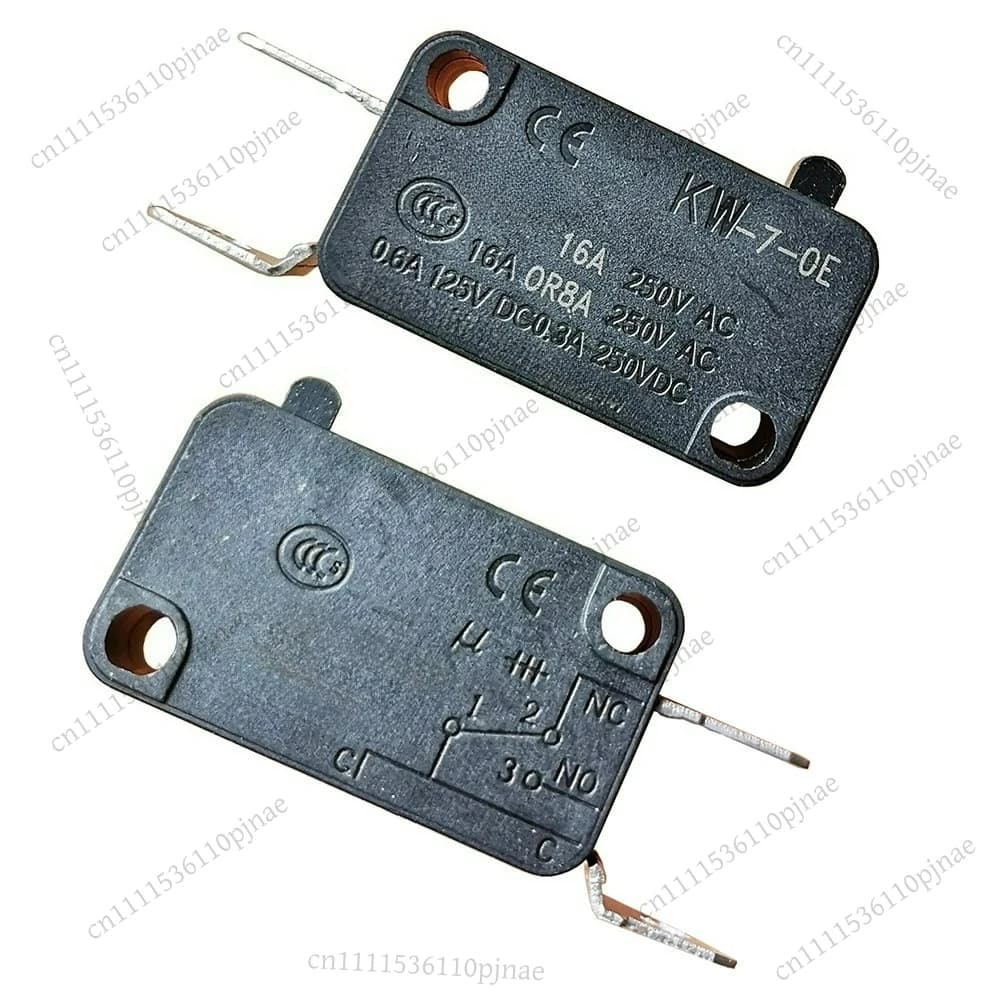 LEMA KW7-0E Electric Automation Microswitches No Lever Short Plunger SPST Normally Close Micro Switch 16A 2Pin, 6-Pack
