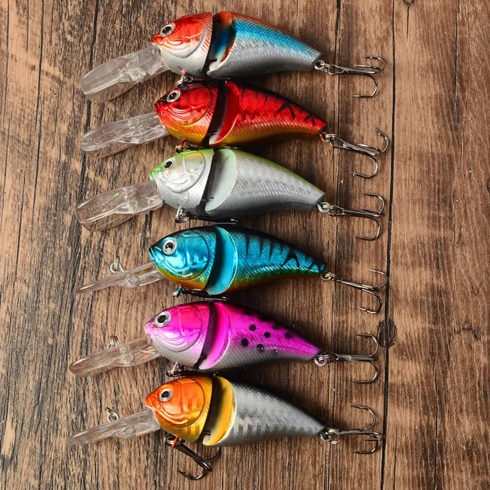 6 pezzi Wobblers Luccio Richiamo di pesca Esca artificiale Duro Swimbait Galleggiante Crankbaits Attrezzatura da pesca Esche