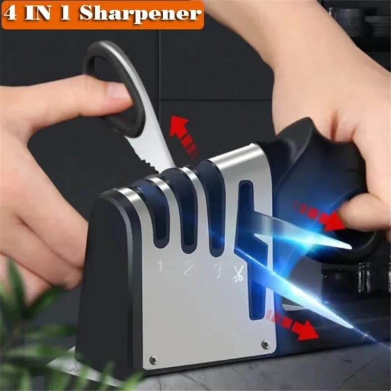 Professional 4 in 1 tungsten quick knife sharpener for kitchen knives and scissors - Tools for domestic knives