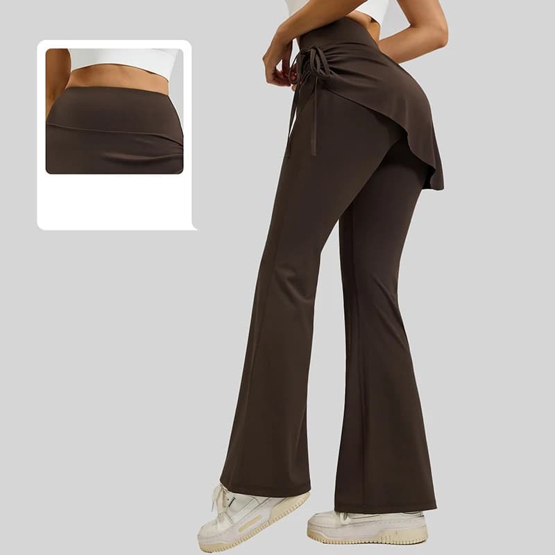 Nuovi Leggings Gonna 2-in-1 Arricciati da Donna 2026, Comodi a Vita Alta, Effetto Push-Up, Pantaloni Yoga Svasati per Pilates e Fitness