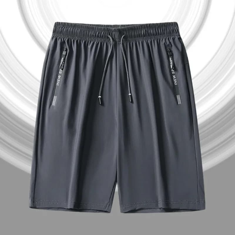 Nuovi Arrivi Estivi: Pantaloncini Sportivi da Uomo in Seta Ghiacciata, Asciugatura Rapida, Traspiranti, con Coulisse, Neri, per Fitness, Allenamento e Corsa