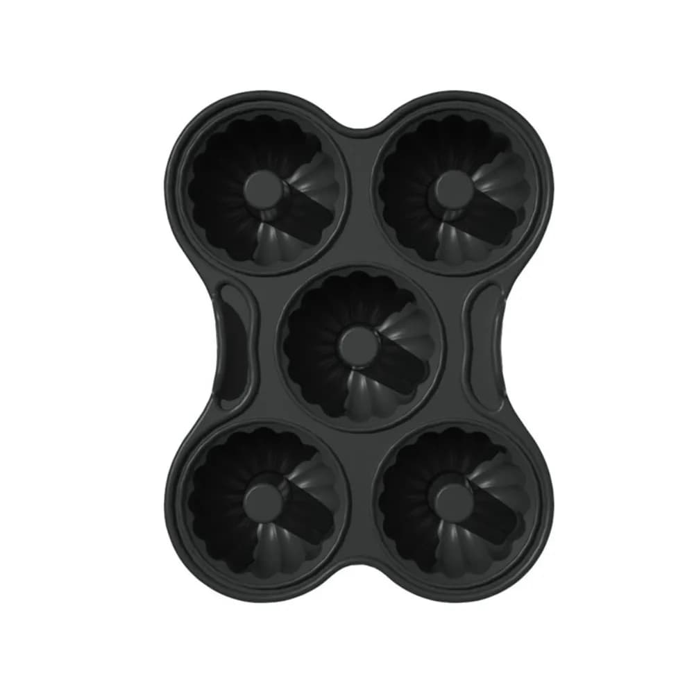 Stampo per Ciambelle in Silicone Durevole per Friggitrice ad Aria, Antiaderente, Resistente al Calore, con 5 Fori e Manico, per Uso Domestico