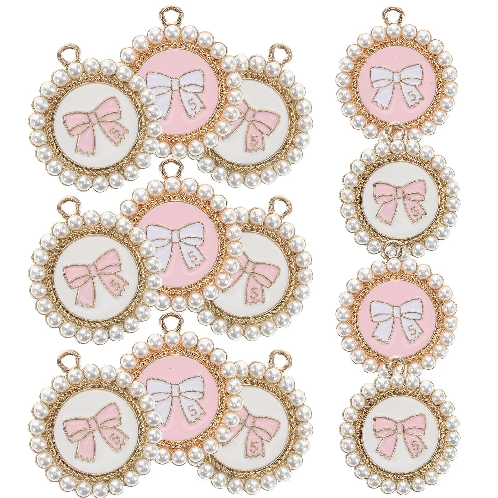20Pcs Stylish Pearl Bow Pendant Charms Zinc Alloy Bowknot Pendants for DIY Jewelry Making Handbag Car Phone Case Keychain
