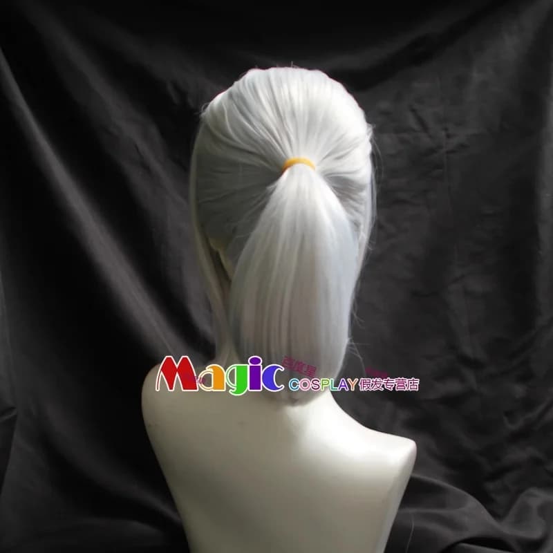 Nuova Parrucca Cosplay Hakuouki Shinsengumi Kitan Hijikata Toshiro, Bianca, Liscia, Resistente al Calore, Capelli Sintetici 20255