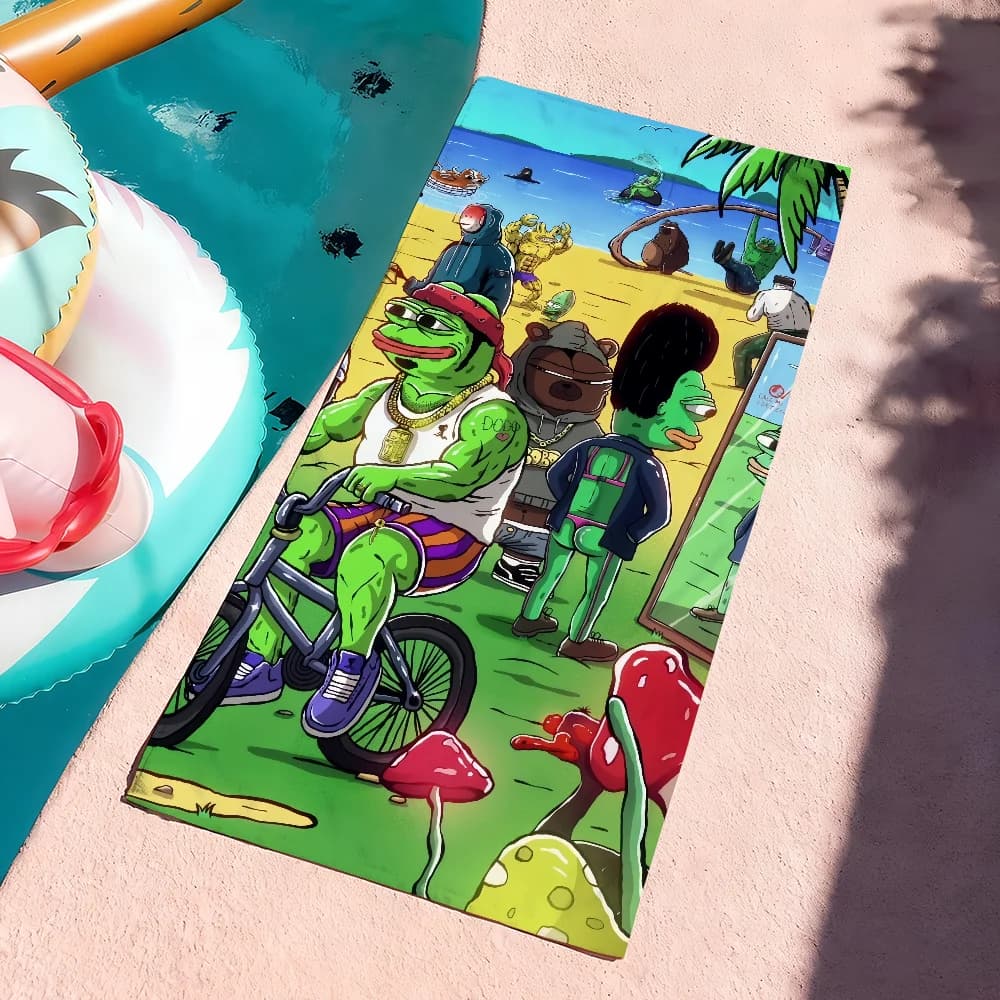 Divertente P-Pepe il Rana: Asciugamano Morbido e Fresco, Regalo Perfetto per Piscina, Viaggi, Palestra, Doccia, Campeggio, Asciugatura Rapida, Grande Asciugamano Sportivo da Spiaggia