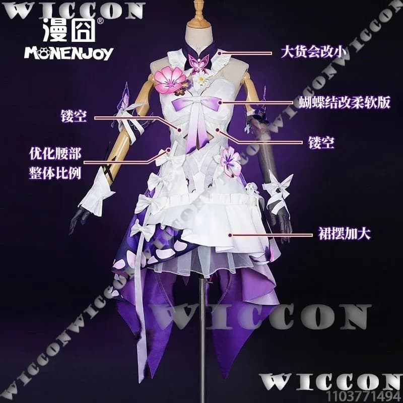 Gioco Castorice Honkai: Star Rail Coaplay Parrucca viola Prop Lolita Dress Girl Women Set completo Completo Halloween Party Cos Ck;3,c'5.b;8'