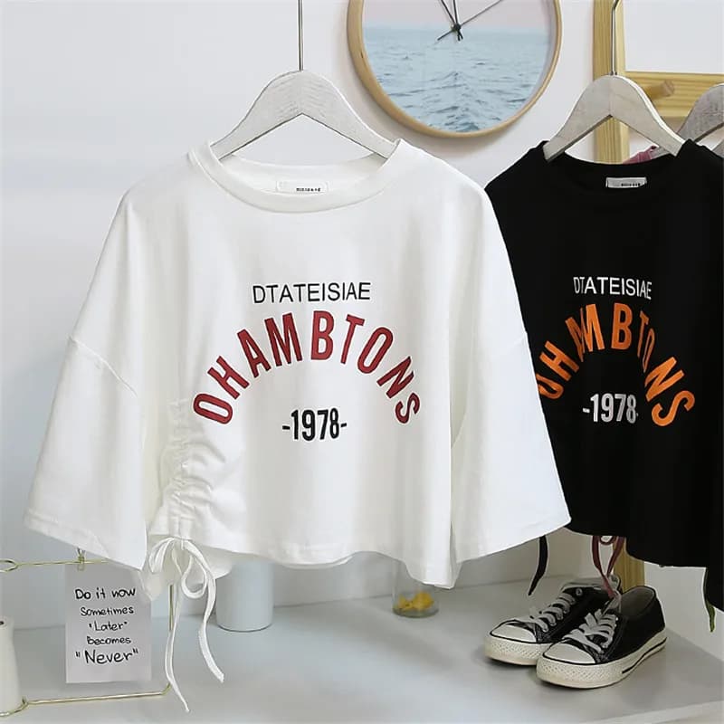 Women's Short Sleeve Base Shirt T-Shirt Fashionable Summer Cleanfit 3D Loose Citywalk Cotton Linen round Neck Print Top