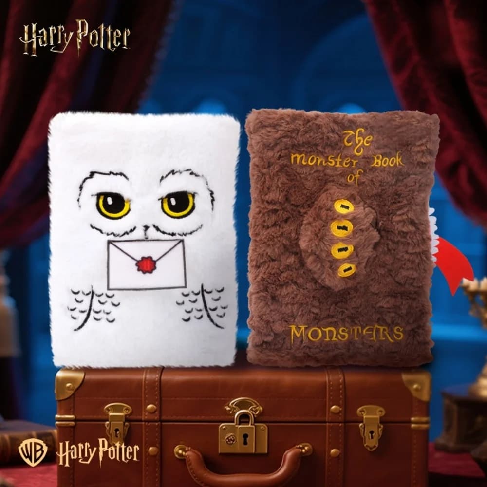 Autentica Copertina per Quaderno A5 in Peluche di Harry Potter, Design Mostro Libro e Hedwig, Simpatica Custodia Protettiva per Cancelleria, Regalo per Ragazze