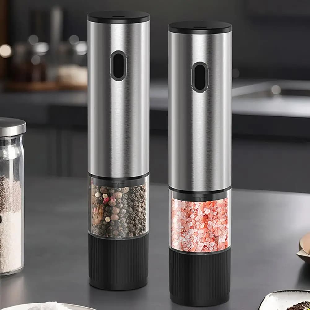 Electric Salt Grinder Electric Salt Pepper Grinder Set with Led Light Adjustable Coarseness Rechargeable Base Automatic for Bbq