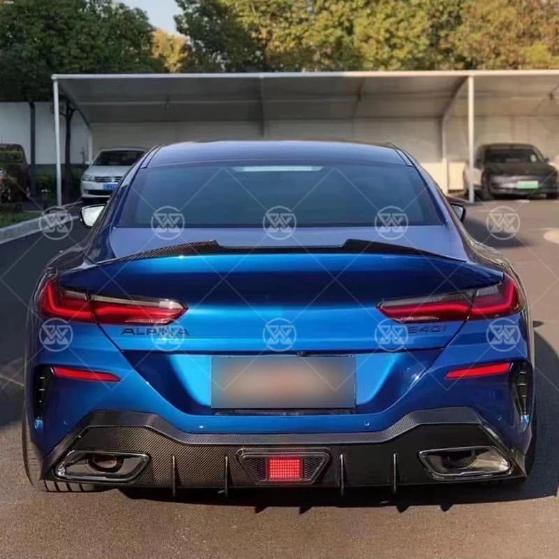 Car Rear Lip with Lamp Splitter For BMW 8 series G14 G15 G16 830 840 850 AC style Carbon Fiber Rear Bumper Lip Diffuser Body Kit