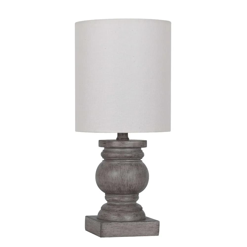 Vintage Style Polyresin Table Lamp Distressed Wood Finish Mini Desk Light for Home Decor