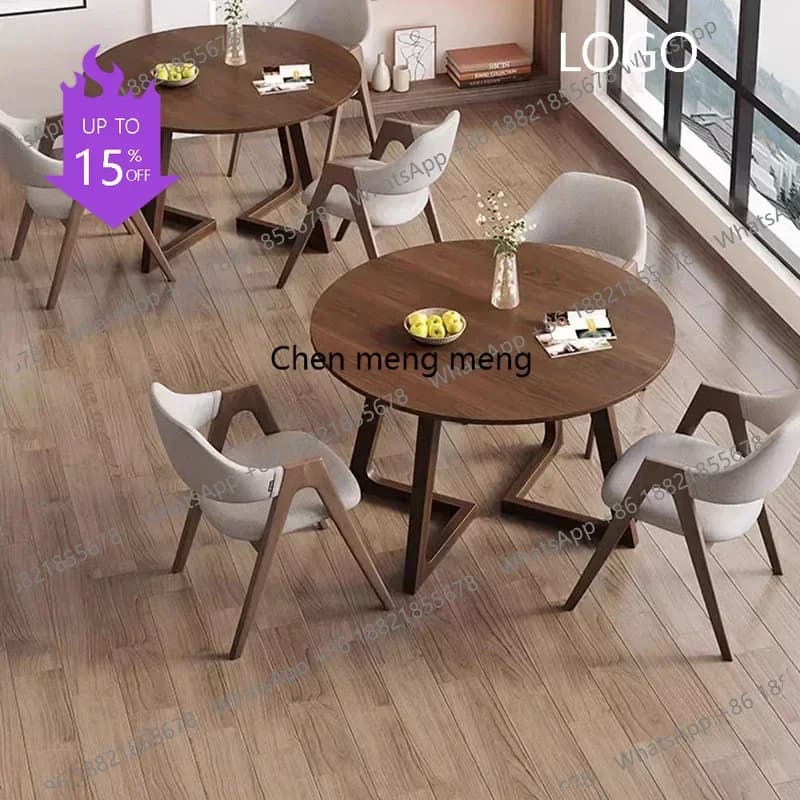 Tavolo da Pranzo Rotondo C6601 per Salone, Sedie da Ristorante, Tavolo da Pranzo Moderno di Lusso in Legno, Tavolo da Gioco, Mesa per Soggiorno, Arredamento