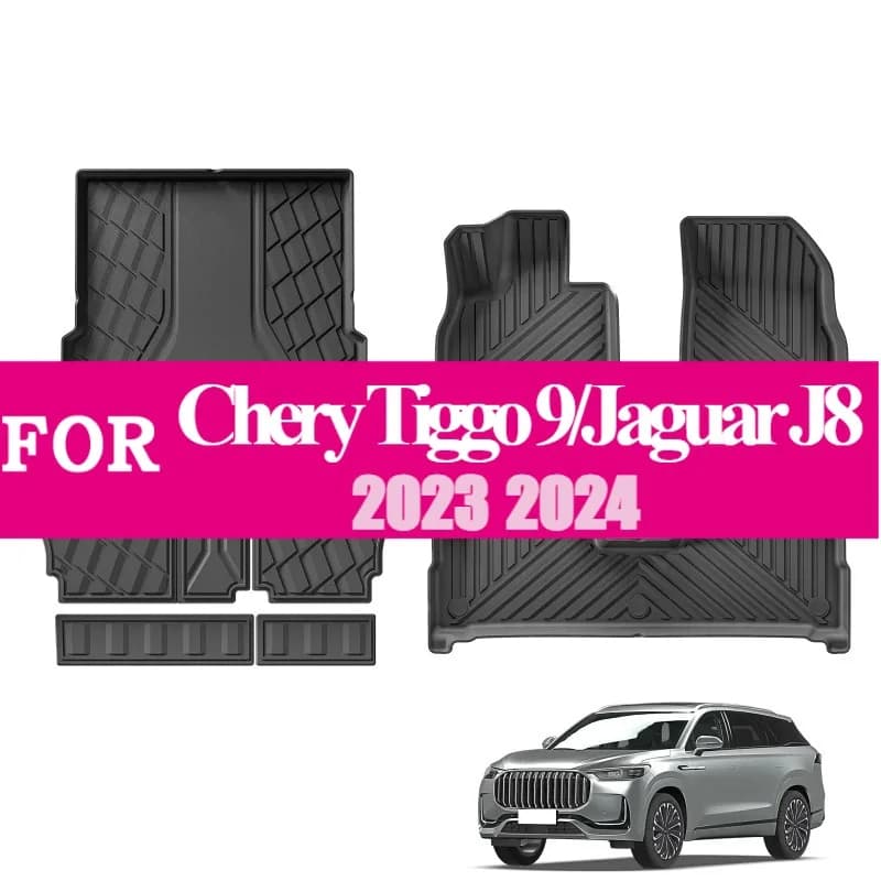 For Chery Tiggo 9/Jaguar J8 2023 2024 TPE 3D car mats, back for luggage protection waterproof LHD Black Interior