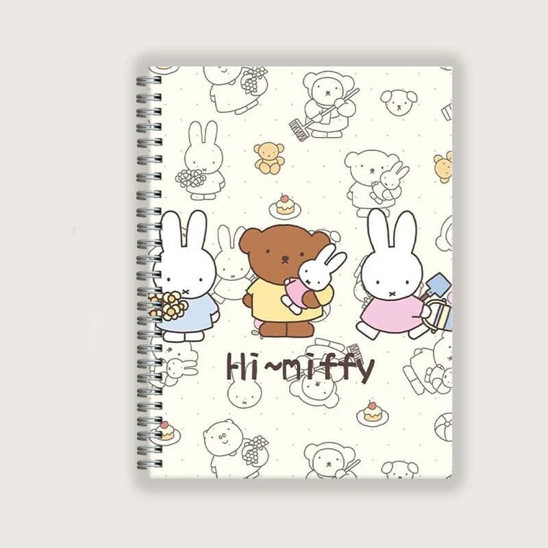 Miffy Kawaii Yellow Floral Soft Cover Notebook A4 A5 B5 Lined Blank Grid Sketch Flip Book Custom Diy Daily Writing Journal