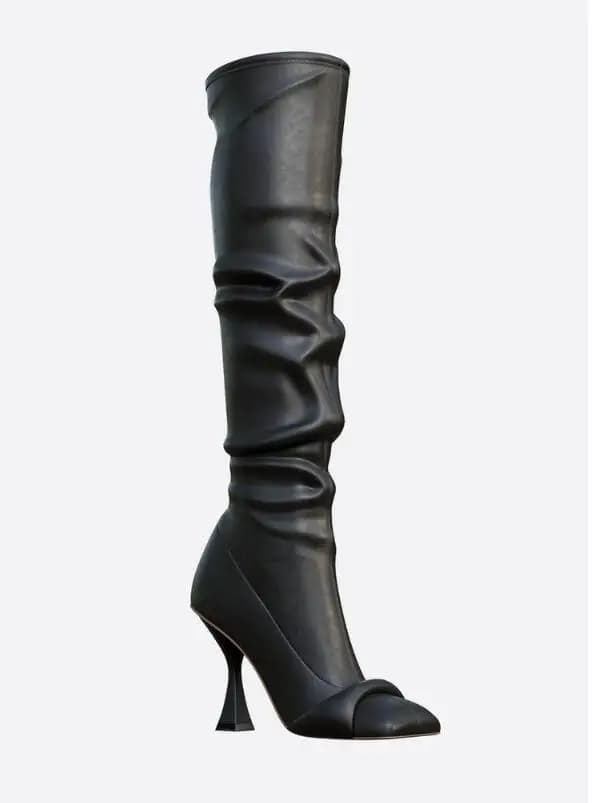 Knee High Design Sqaure Toe Lady Leather Boots Fashion Stiletto High Heel New Sexy Boots Women Shoes Dress Casual Gladiator