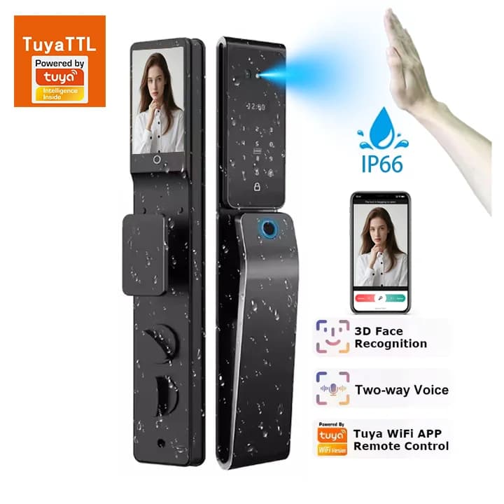 High Quality Fully Automatic Tuya Smart Lock Door Palm Face Recognition Waterproof Security Smart Digit Lock for 6068/85 Mortise