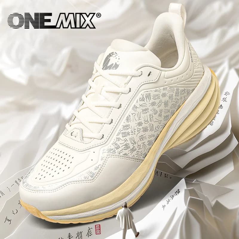 ONEMIX Sports Shoes Women Autumn And Winter Leather Cover Cold Waterproof Lightweight Comfortable Breathable Running Shoes
