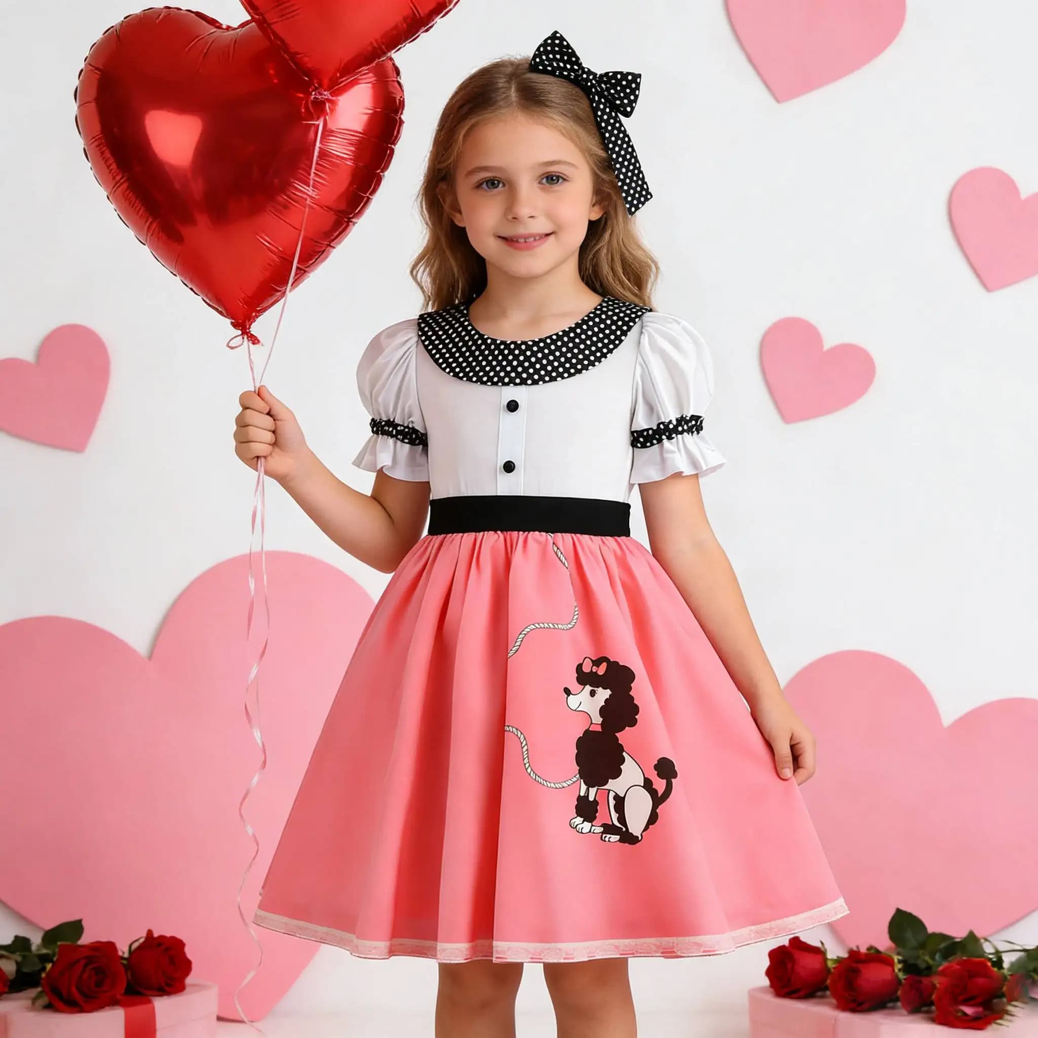 Abito alla Moda per San Valentino 2026 con Sciarpe, Mini Abito Estivo Vintage per Feste, Compleanno, Festival, Abbigliamento per Bambini