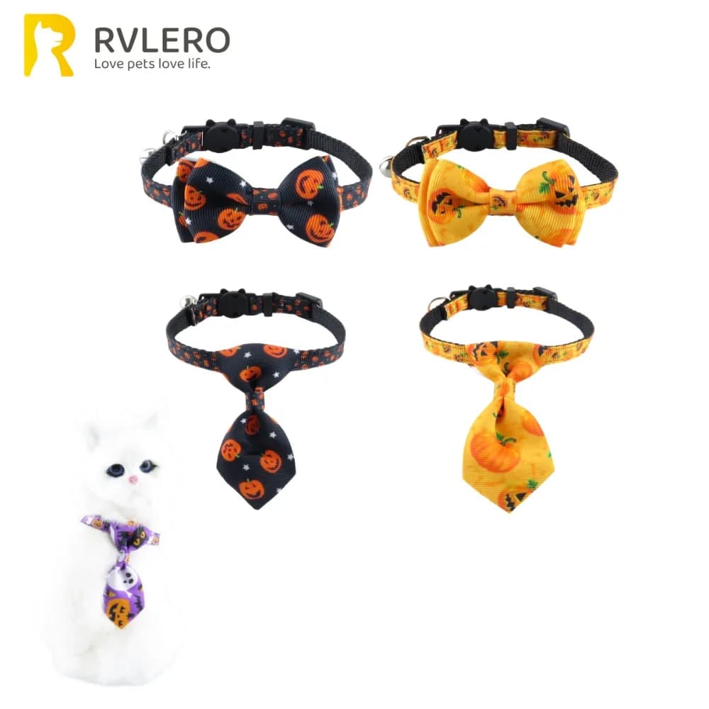 Nuovo collare per gatti per animali domestici Collare per gatti intrecciato di Halloween Papillon fantasma di zucca Collare per gatti rimovibile Decorazione cosplay per le vacanze con campana