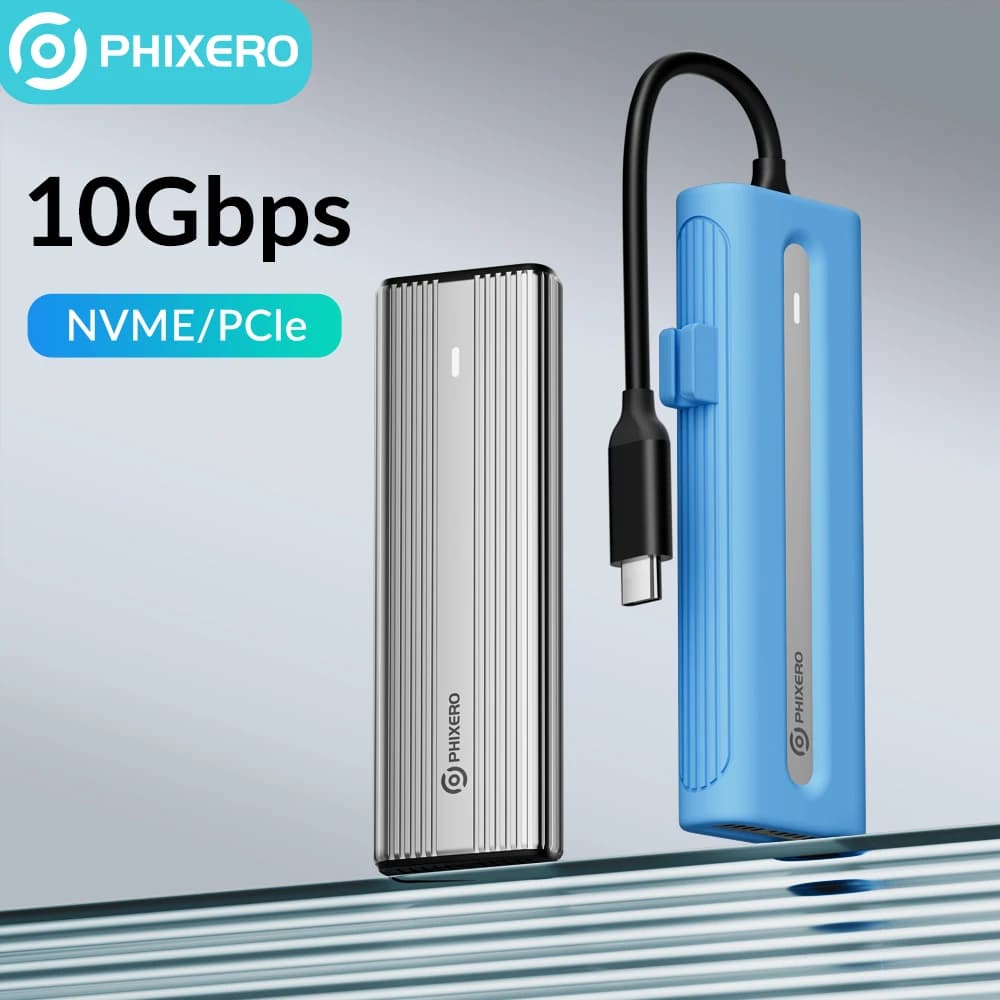 PHIXERO M2 SSD Case M.2 NVMe SATA SSD Enclosure Adapter 10Gbps USB 3.2 Gen2 custodia esterna USB C supporta chiavi M e B & M