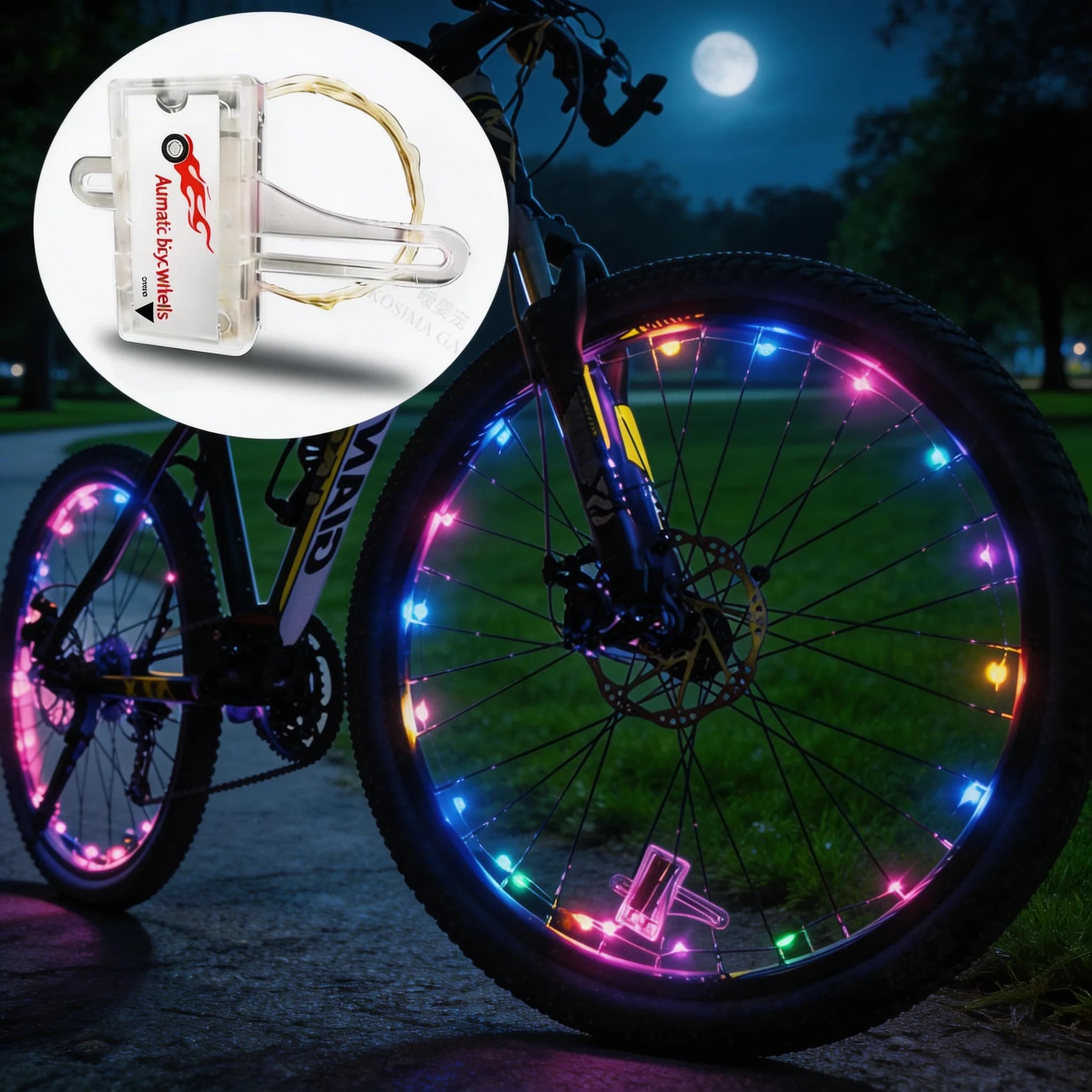 Luci LED per Raggi Bici, Luci Decorative per Telaio MTB, Luci per Ruote Bici da Strada per la Guida Notturna, Impermeabili