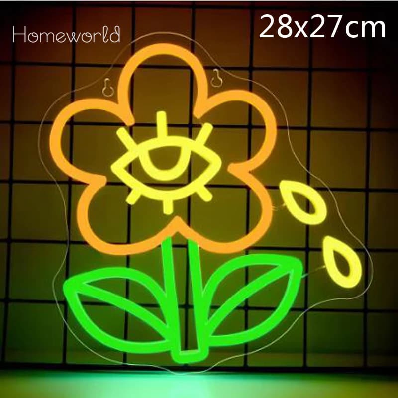 Insegna al neon a LED a forma di fiore utilizzata per soggiorno, camera da letto, cameretta dei bambini, luci decorative di arte della parete, regali per feste di compleanno con alimentazione USB