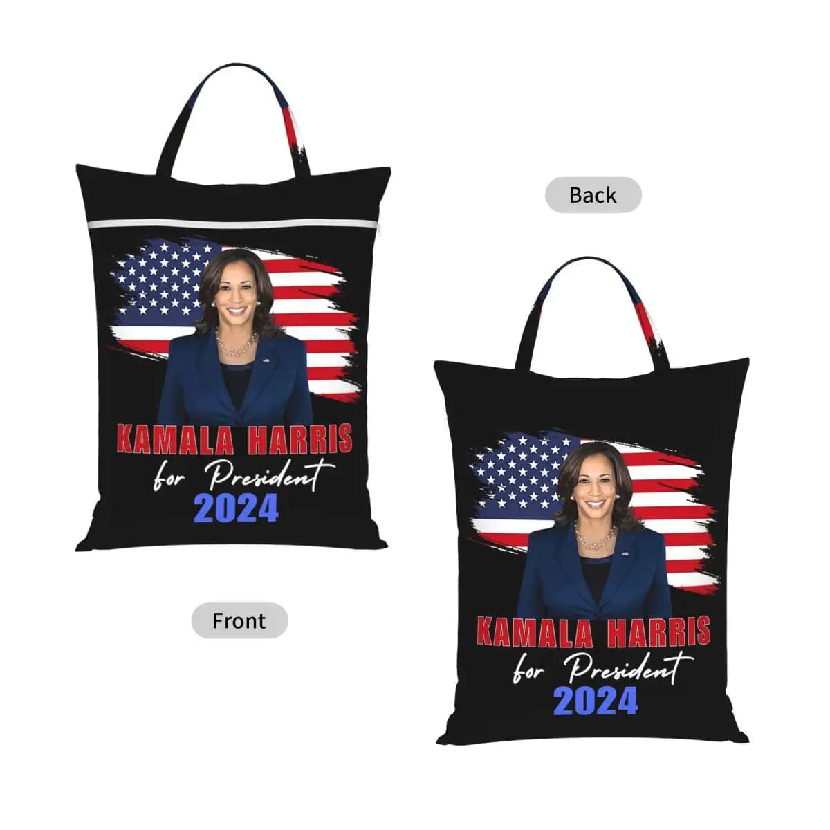 Kamala Harris For President 2024 Travel Laundry Bag Waterproof Reusable Dirty Clothes Pouch Gym Yoga Vacation Washing Basket