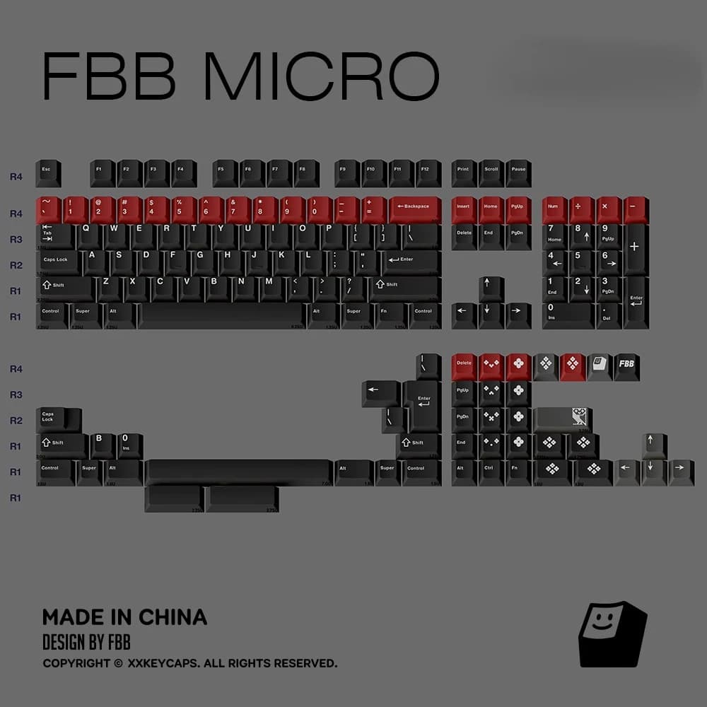 Copritasti FBB Micro tema per interruttori MX Tastiere meccaniche Set di copritasti PBT Accessori per computer fai da te Spessore 1,7 mm