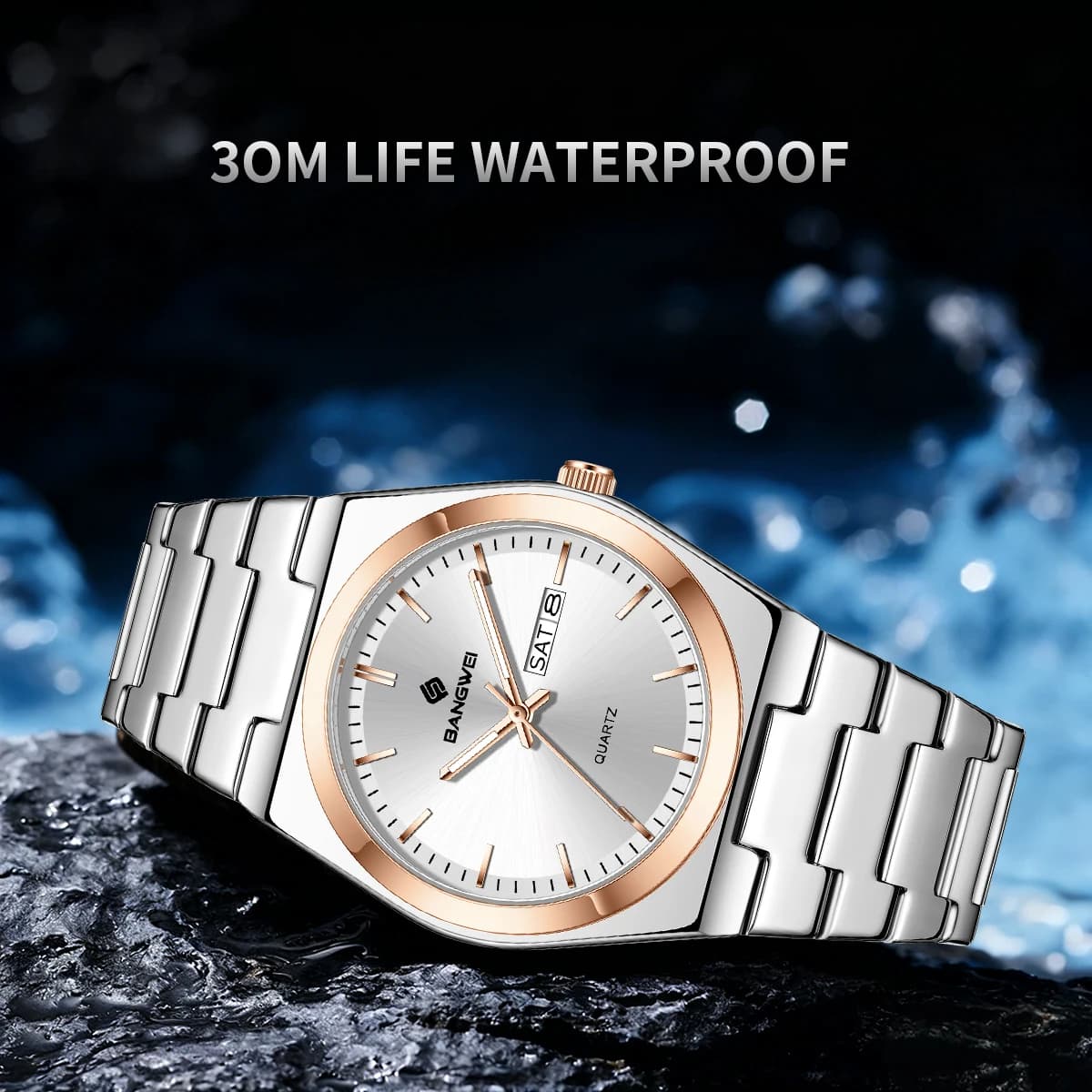 Bangwei Ultra Thin Quartz Watch Men Women Minimalist Style Waterproof Luminous Wristwatch Comfortable Strap Daily Office Gift