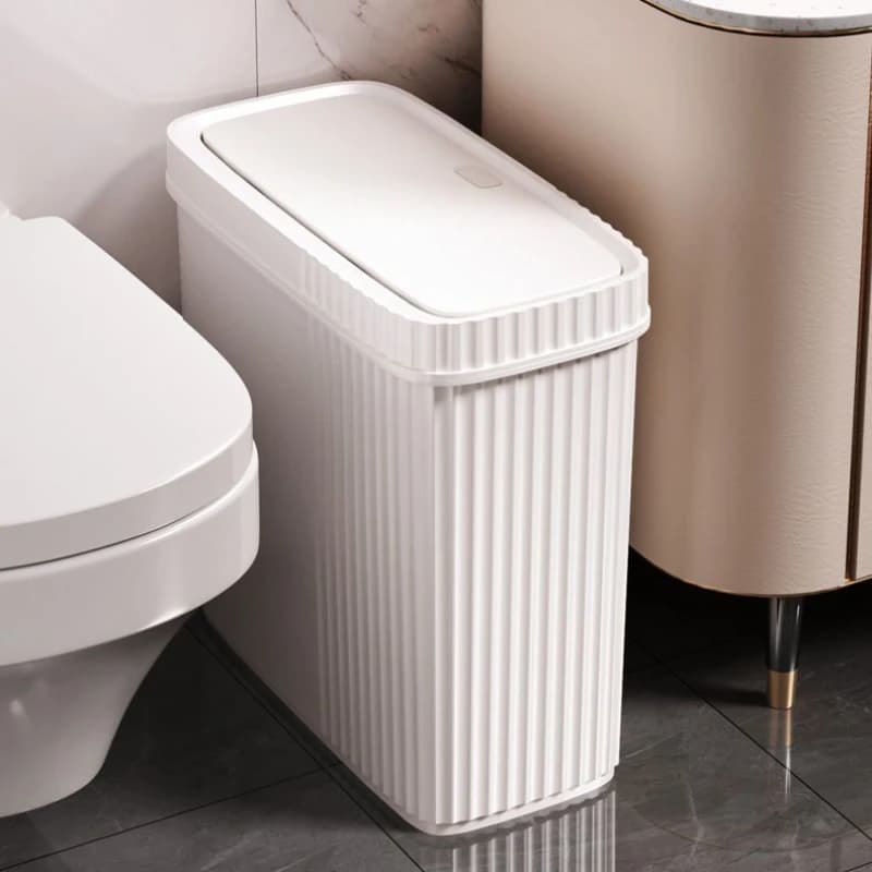 Pattumiera creativa a forma stretta con coperchio in stile coreano per uso domestico, spazio per il bagno, contenitori per rifiuti, classificazione, strumenti puliti