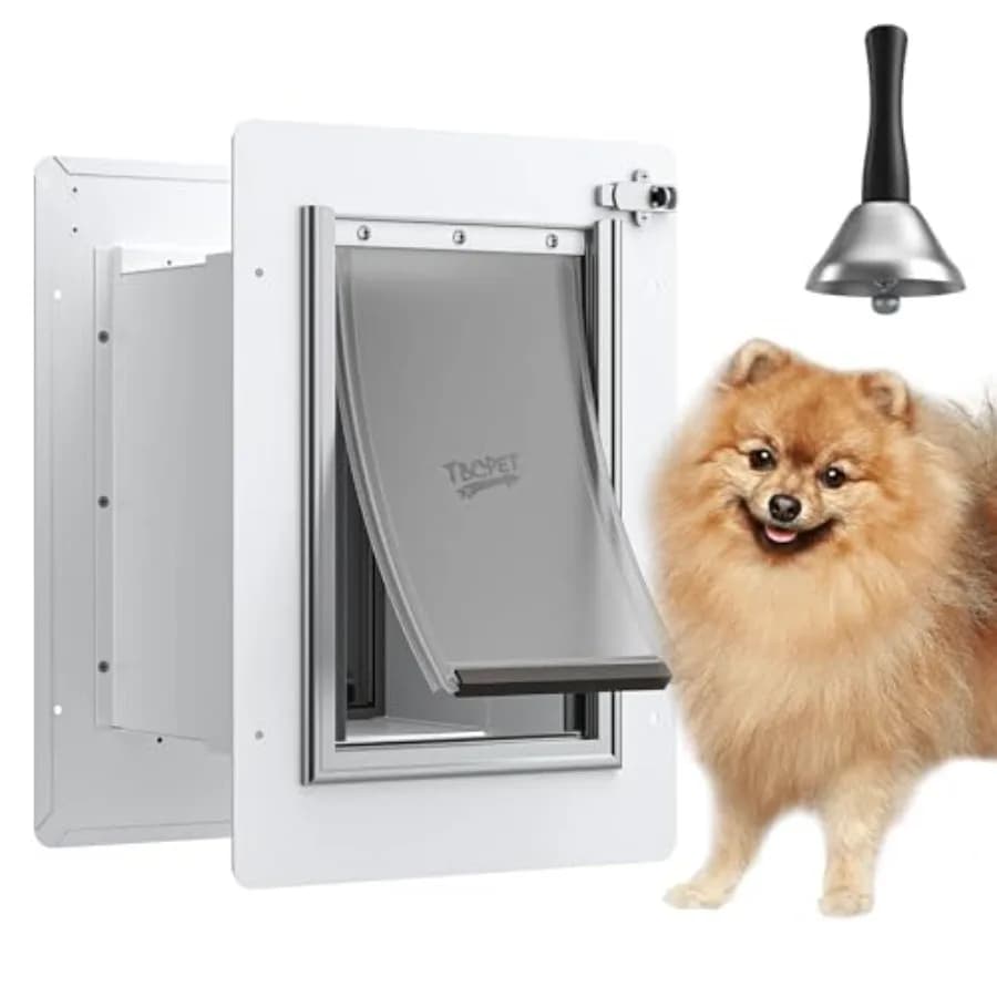 Porta per Animali Domestici da Parete - Telaio in Acciaio, Tunnel Telescopico e Doppie Alette in Silicone, Porta per Cani e Gatti con Chiusura Sicura, per Gatti fino a 10 kg