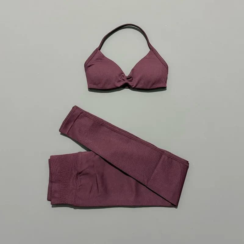 Set Sportivo HISTELLO Senza Cuciture per Donna, Reggiseno Sportivo Resistente e Senza Schienale, Leggings per Pilates, Fitness, Allenamento, Corsa, Completo da Palestra