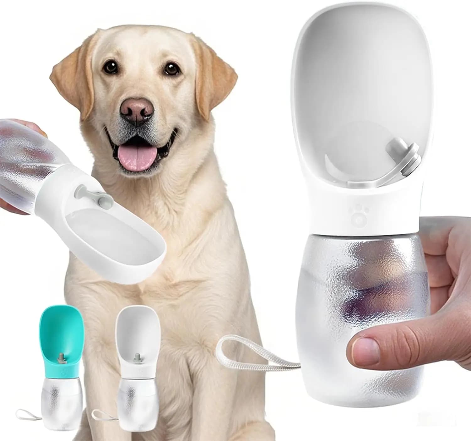 Bottiglia d'Acqua Antigoccia per Cani, Dispenser Portatile per Cuccioli per Passeggiate all'Aperto, Escursioni, Viaggi, Plastica per Alimenti