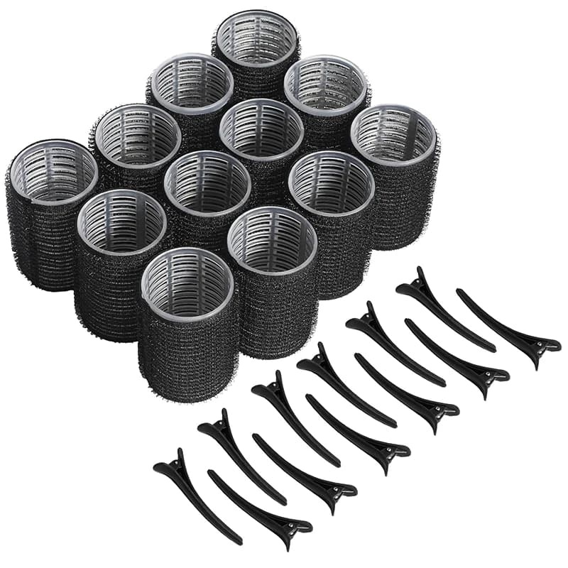 lo12 self-adhesive hair rollers with 12 hair clips, heatless hair curlers, diy styling tools for voluminous hair】