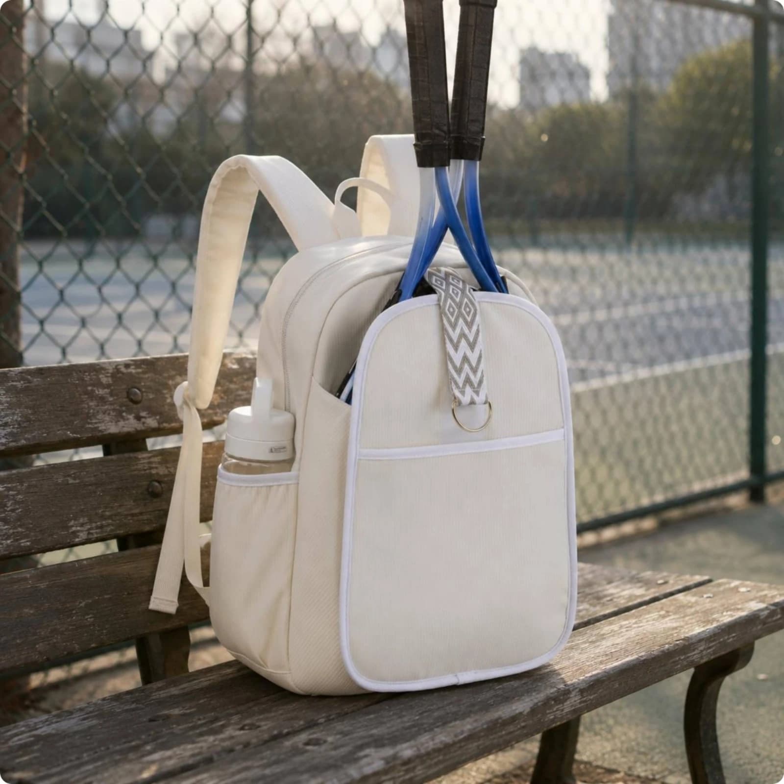 2 Racket Backpack Lightweight Tennis Backpack Tennis Racket Bag Large Capacity Easy-Gliding Zippers