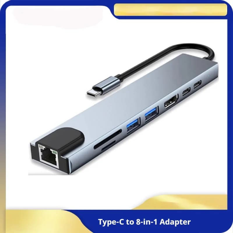 8-in-1 Type-C Docking Station, Laptop USB Hub with Ethernet Port & HDMI Output
