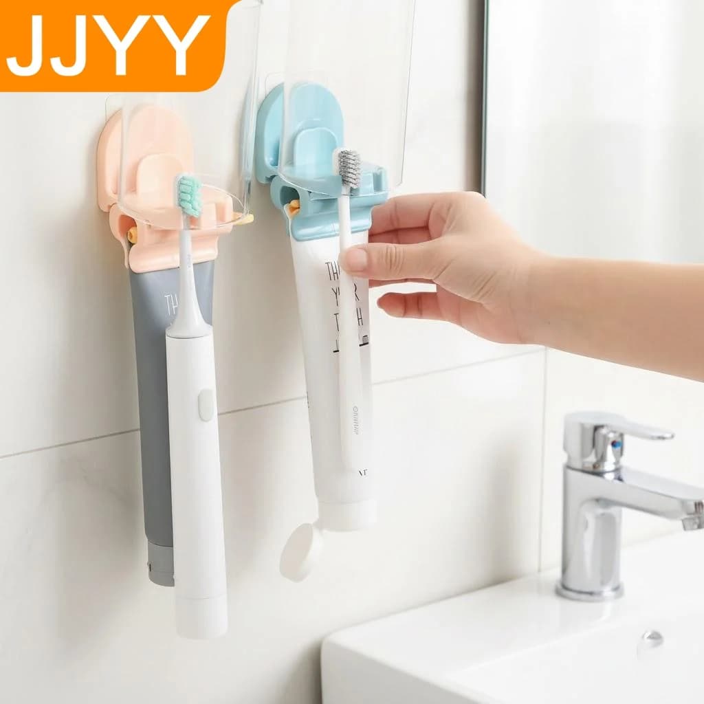 Organizzatore da Bagno Multifunzionale in Plastica 3-in-1: Porta Spazzolino, Porta Dentifricio e Dispenser