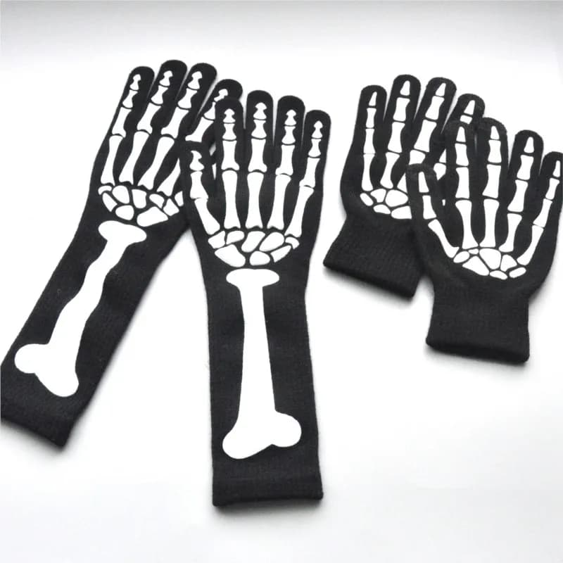 Gloves with Halloween skull Light skeleton cycling gloves with whole fingers Costume Accessories for men Women Children