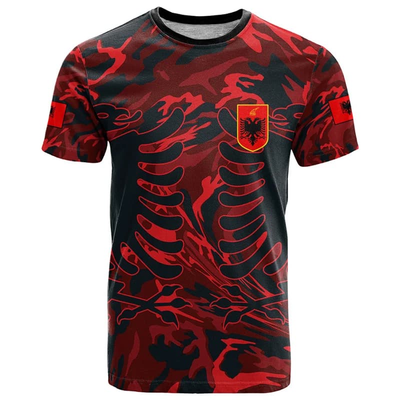 Magliette da Calcio 3D per Uomo e Donna Albania, Uniformi Sportive per Allenamento e Competizione, Traspiranti e ad Asciugatura Rapida