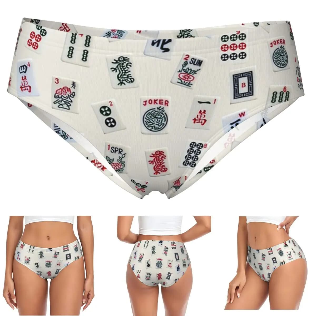 Piastrelle da gioco Mahjong personalizzate Design Mutandine Slip Slip Comfort da donna Intimo Mutande femminili traspiranti