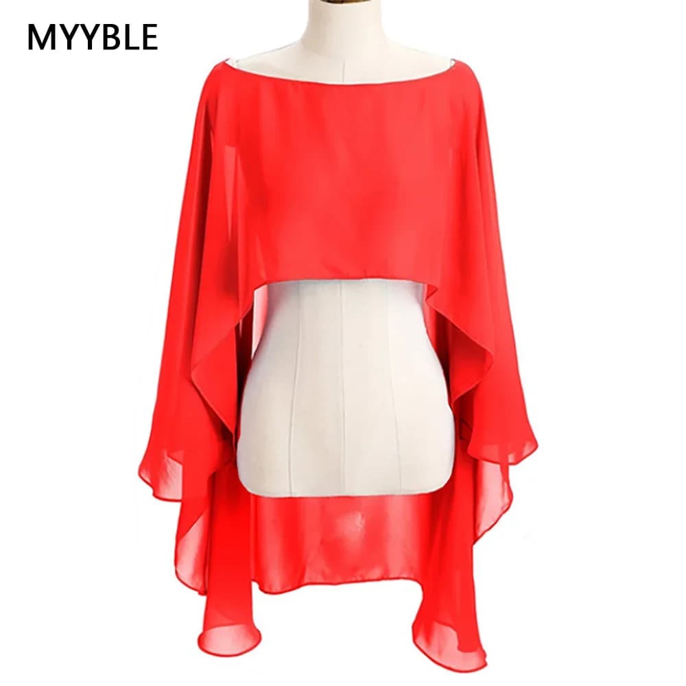 Donne Chiffon Mantello Bolero Femme Mariage Chalas Mujer Sera Matrimonio Giacca da sposa Avvolge Accessori Peleryna Mantello Boda Scialle