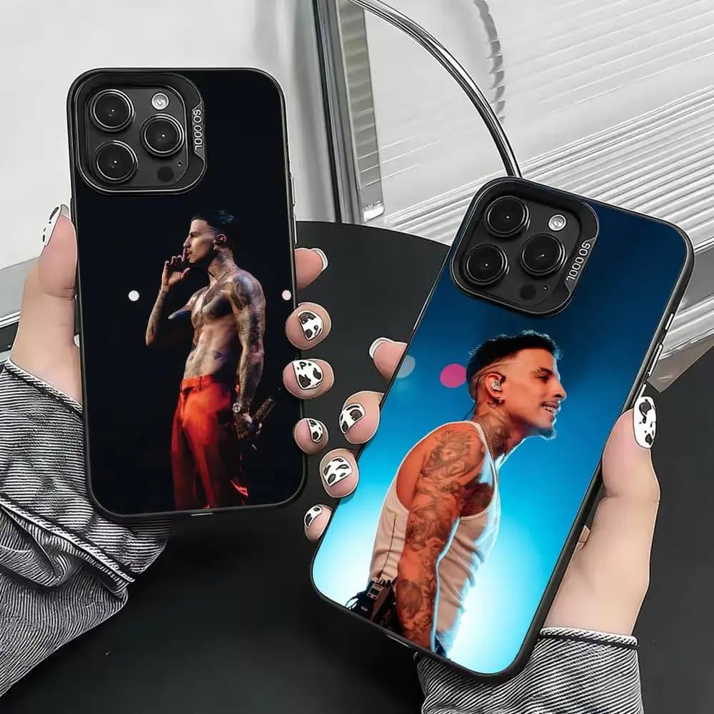 Cover per iPhone Singer Rap Rauw Alejandro per modelli 17, 16, 15, 14, 13, 12, 11 Plus, Pro Max, XS, con rivestimento interno colorato argentato