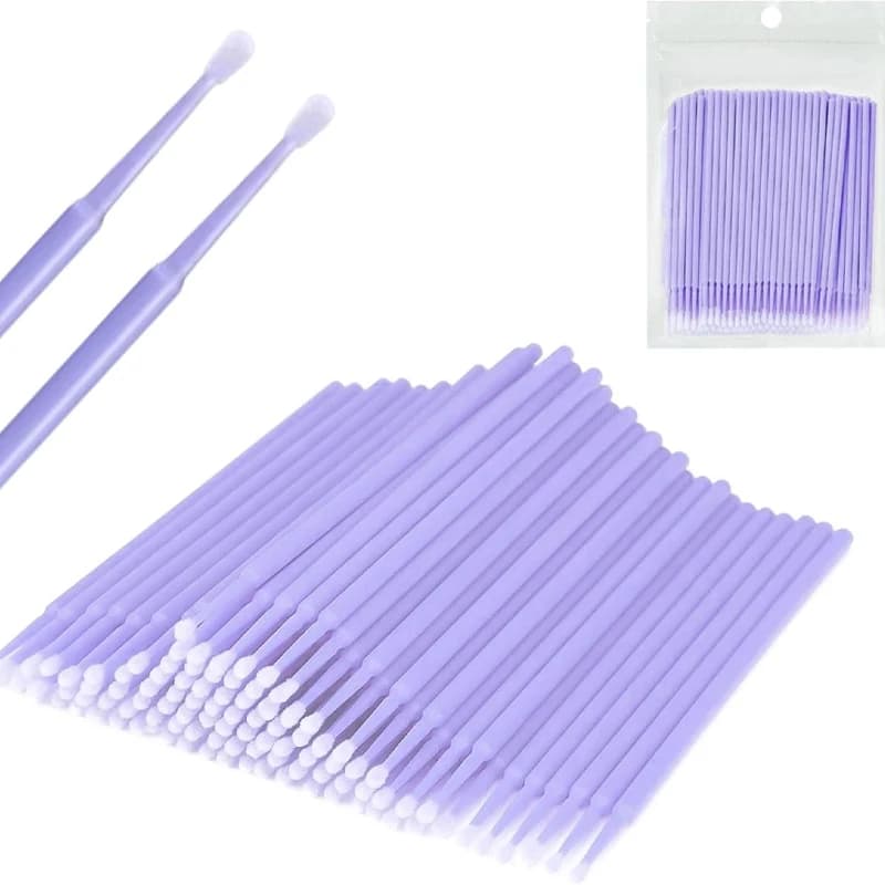 100Pcs Soft Disposable Micro Cotton Swabs Lash Extension Cleaning Brushes for Makeup Remover Salon Home Women Daily Beauty Care
