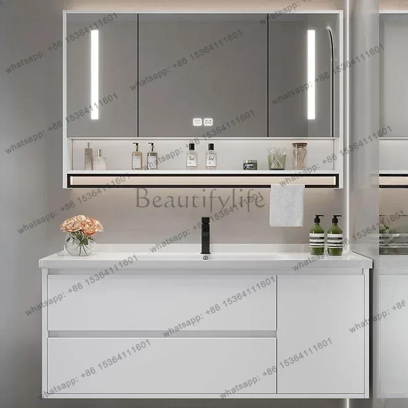 Mobili da Bagno Moderni: Combinazione Specchio Intelligente e Mobile Lavabo a Parete, Arredamento di Design