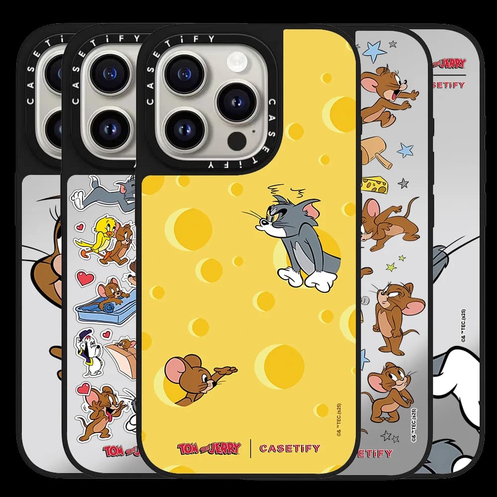 CASETiFY Co-brand Tom e Jerry - Cover Protettiva Magnetica per iPhone 16 17 15 14 13 Pro Max Air Plus, Serie Cartoni Animati Carini