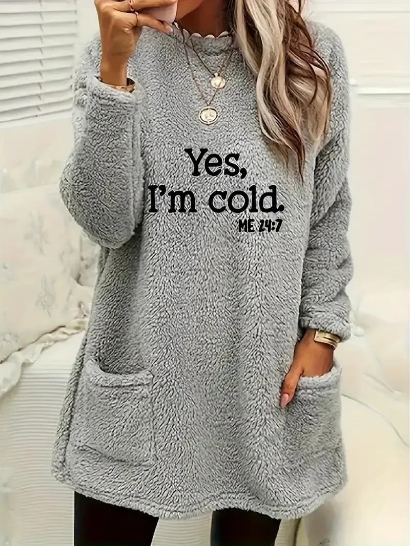 Nuova felpa in peluche con tasca stampata casual transfrontaliera europea e americana taglie forti per l'autunno e l'inverno
