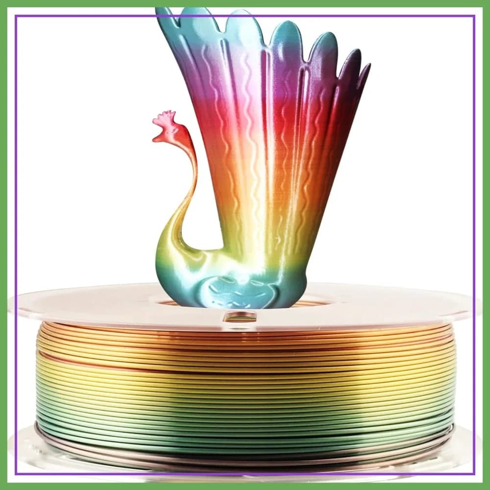 Filamento PLA Seta Multicolore Arcobaleno 1.75mm a Cambio Colore Rapido per Stampante 3D Bobina da 1kg