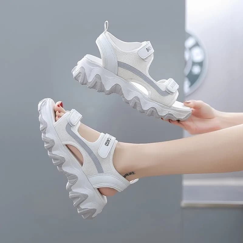 Sandali sportivi da donna stile coreano Estate 2026 — Ciabatte casual con plateau e strappi in velcro | Ciabatte da Spiaggia Antiscivolo per Esterni